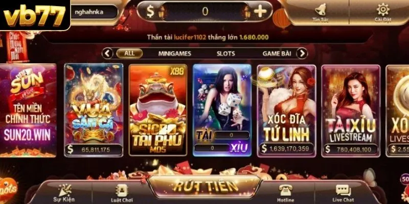 Các tựa game nổi bật tại nhà cái sau khi đăng nhập VB77